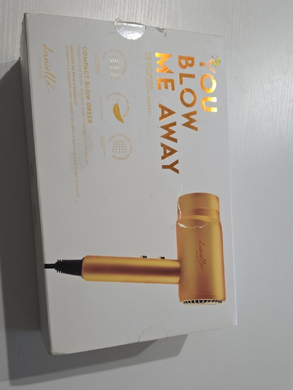 Danielle Creations Compact Blow Dryer. New In Sealed Box. Yellow.